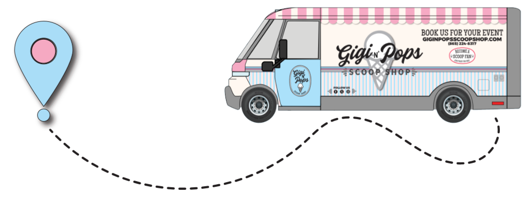 Our Ice Cream Truck point out our next location